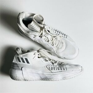 adidas Men's White Basketball Shoes Lace Up Rubber Mid Top Athletic